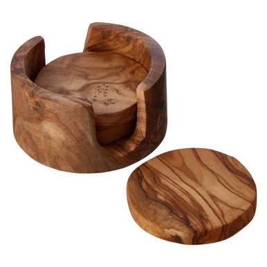 Set of 4 Olive Wood Coasters Kora