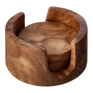 Set of 4 Olive Wood Coasters Kora