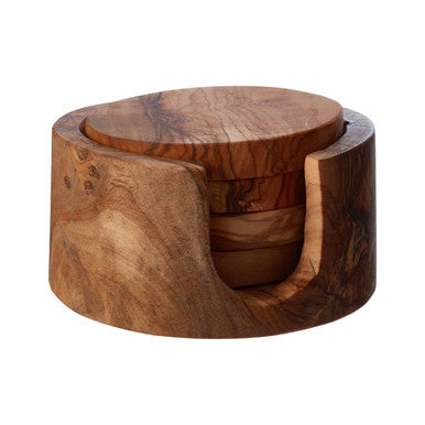 Set of 4 Olive Wood Coasters Kora