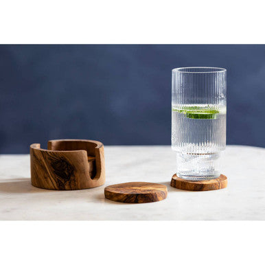 Set of 4 Olive Wood Coasters Kora