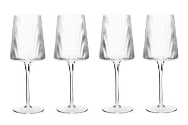 Set of Four Ribbed Wine Glasses Eldon