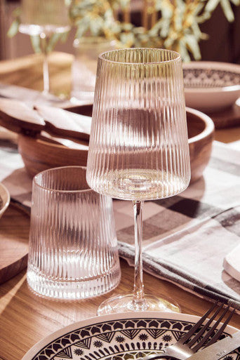 Set of Four Ribbed Wine Glasses Eldon