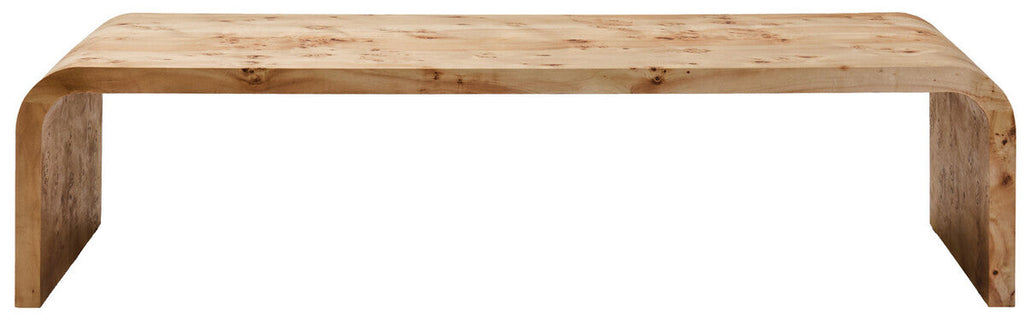 Natural Burl Wood Curved Coffee Table with Smooth Curved Edges | Mota