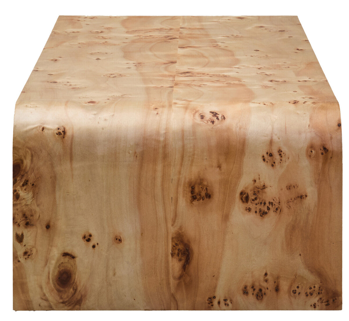 Natural Burl Wood Curved Coffee Table with Smooth Curved Edges | Mota