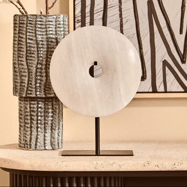 Grey Marble Disc Sculpture Zoro
