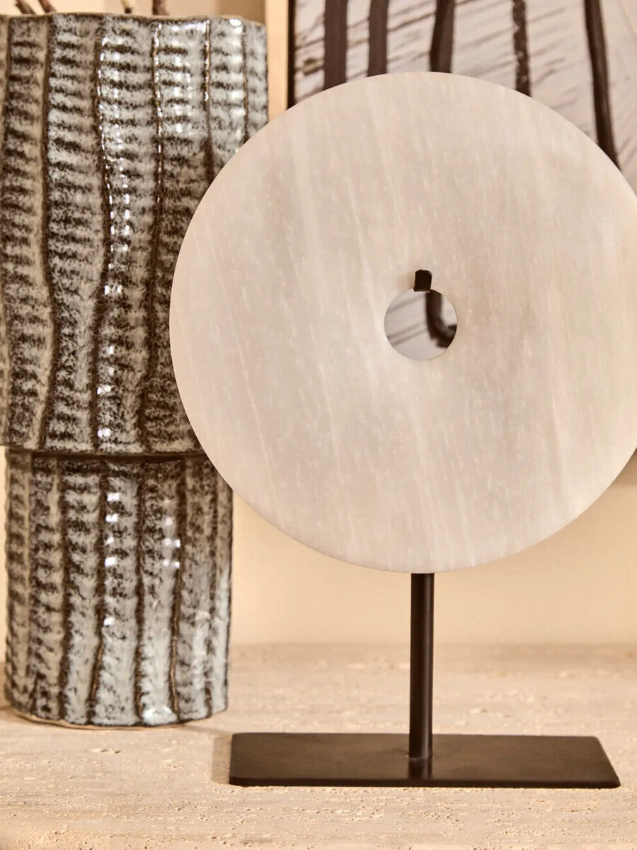 Grey Marble Disc Sculpture Zoro
