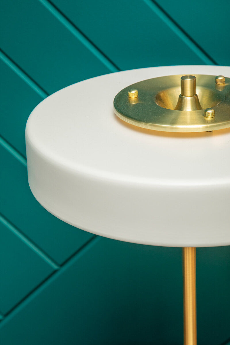 White Shade with Gold Finish Frame Table Lamp | Rogano