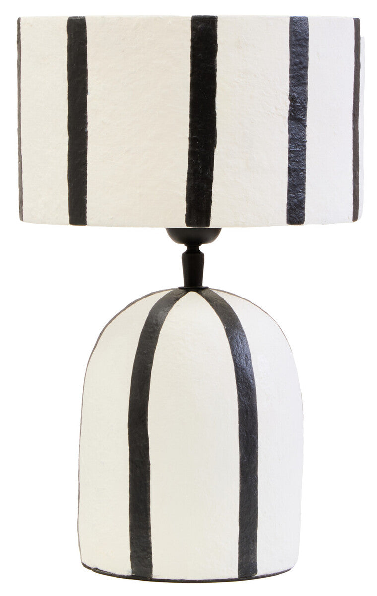 Black and White Stripe Papier Mache Table Lamp | Carta