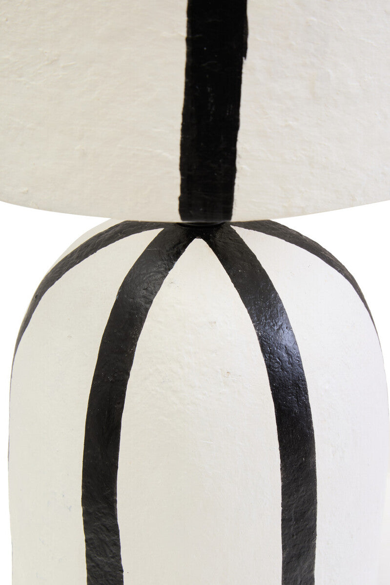 Black and White Stripe Papier Mache Table Lamp | Carta