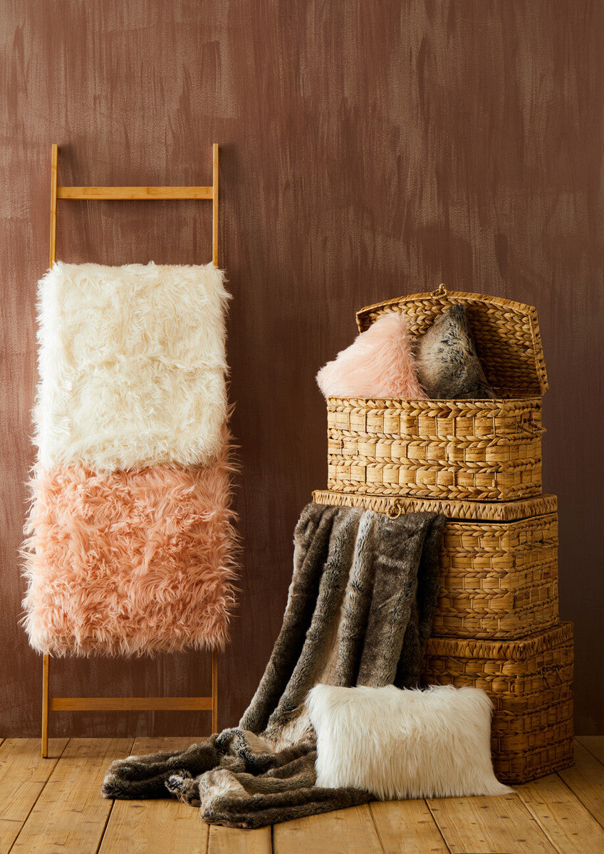 Bosie Mocha Ombre Square Fur Cushion | Lamina