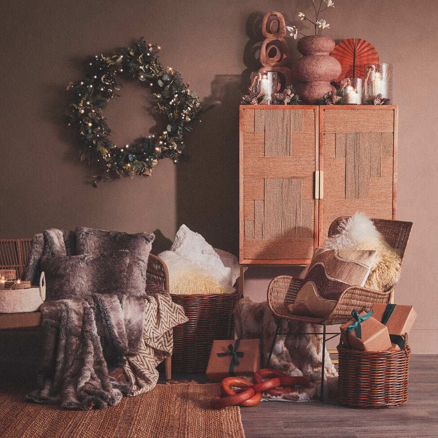 Bosie Mocha Ombre Square Fur Cushion | Lamina
