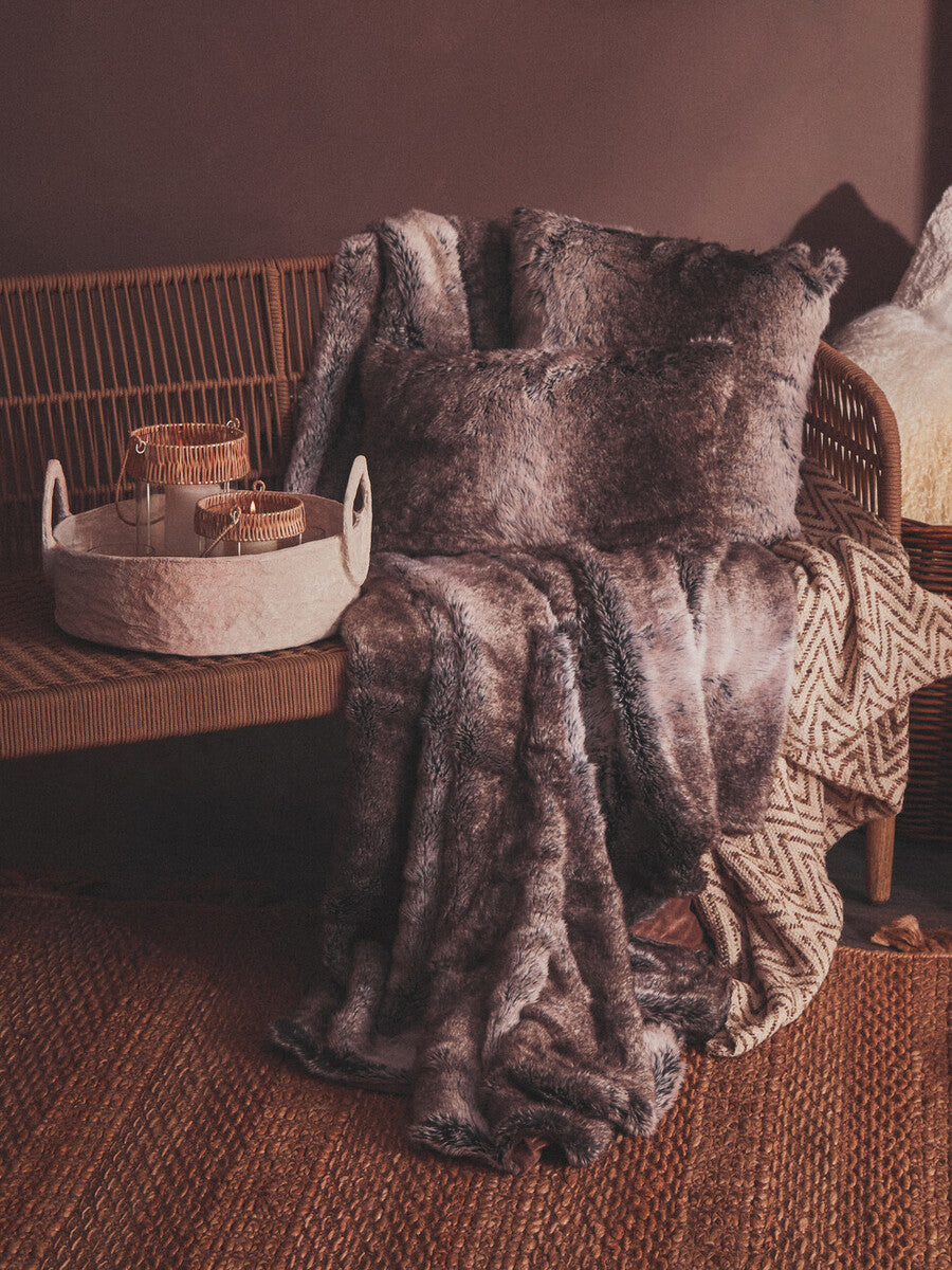 Bosie Mocha Ombre Rectangular Fur Cushion | Lamina