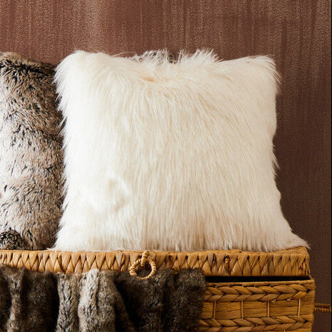 Bosie Cream Square Fur Cushion Lamina