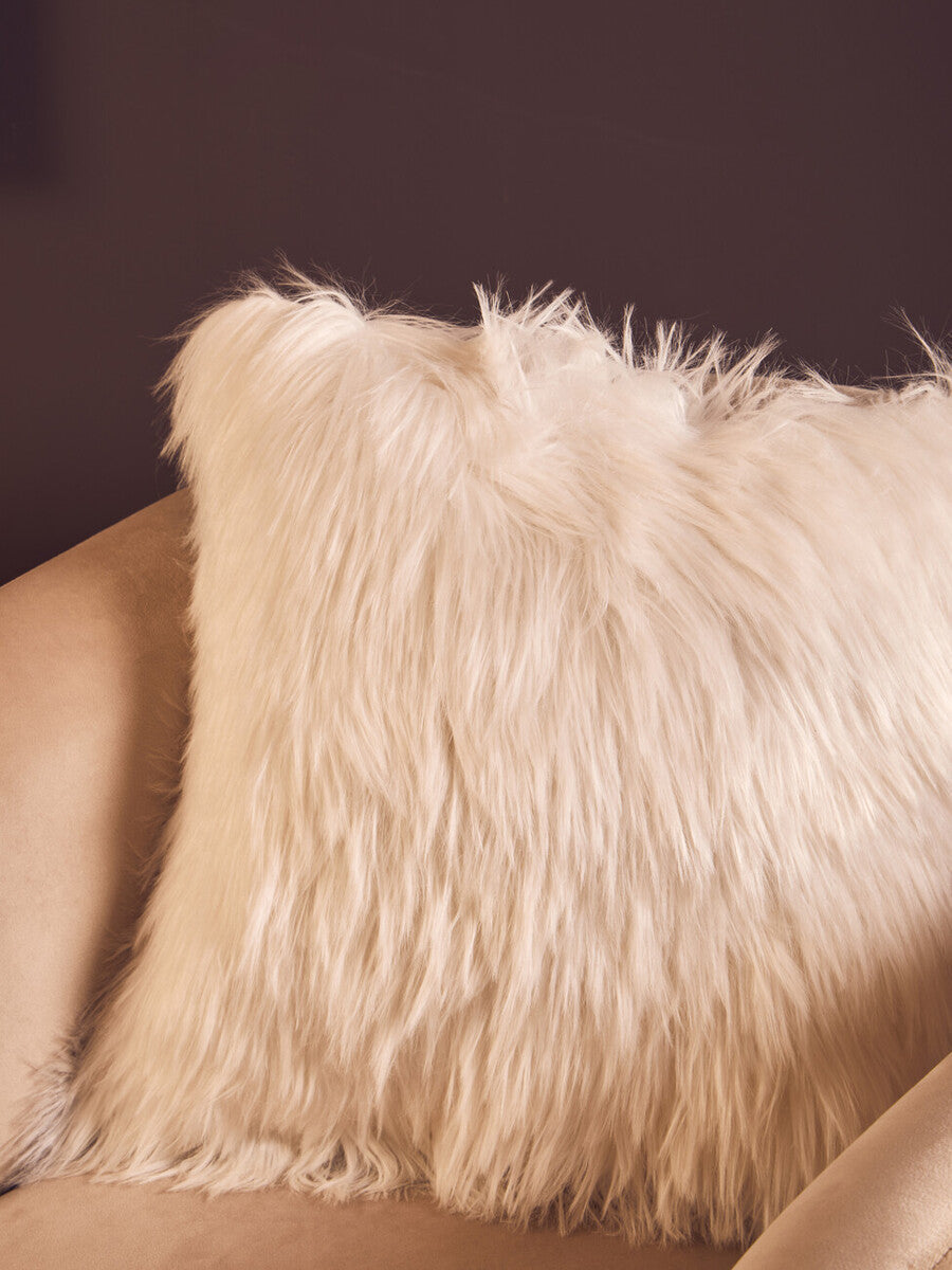 Bosie Cream Square Fur Cushion Lamina