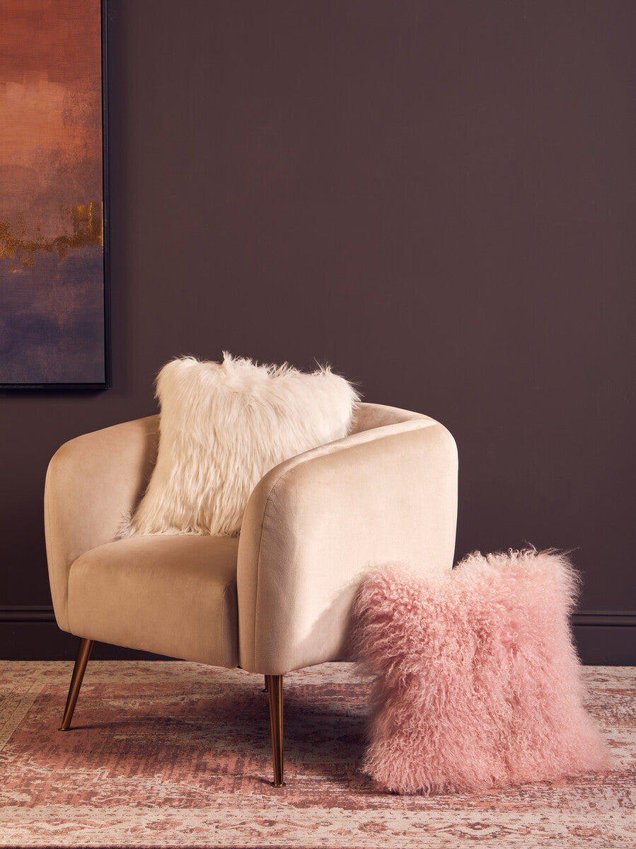 Bosie Cream Square Fur Cushion Lamina