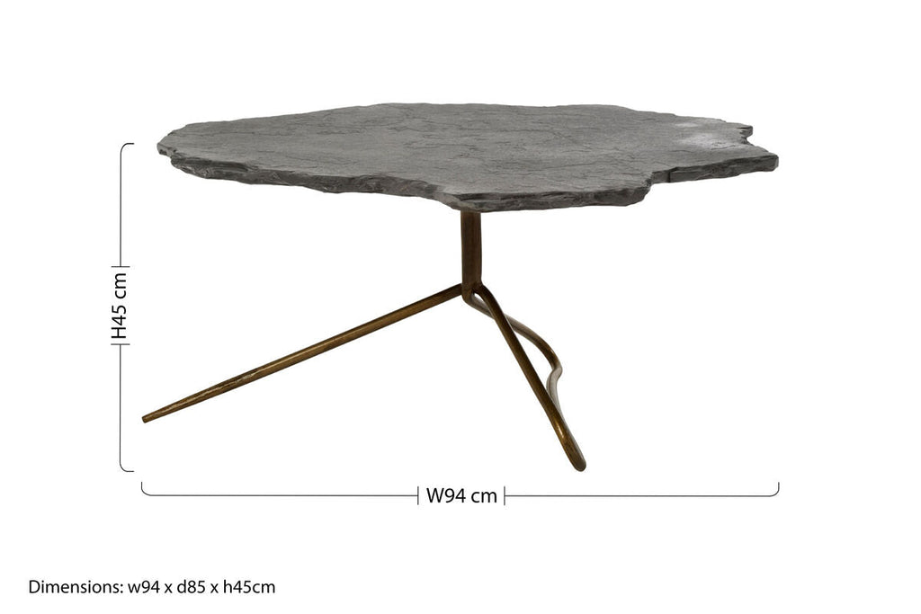 Grey Stone Top Coffee Table with Tripod Geometric Base | Rany