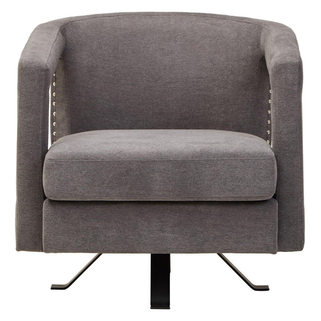 Hestia Ash Velvet Swivel Chair with Matte Black Base