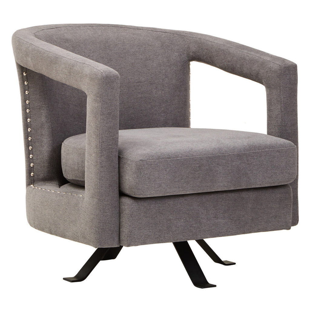Hestia Ash Velvet Swivel Chair with Matte Black Base