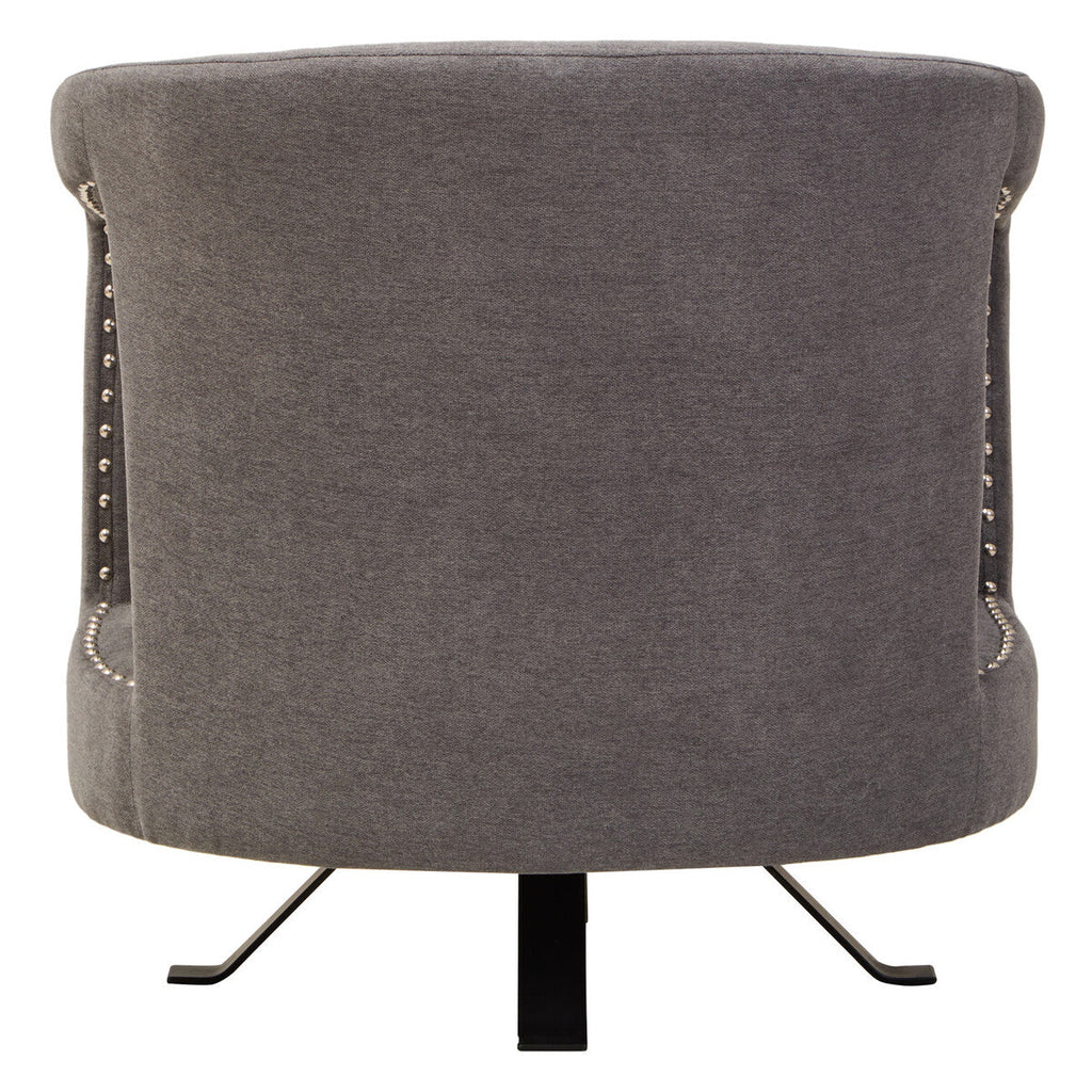Hestia Ash Velvet Swivel Chair with Matte Black Base