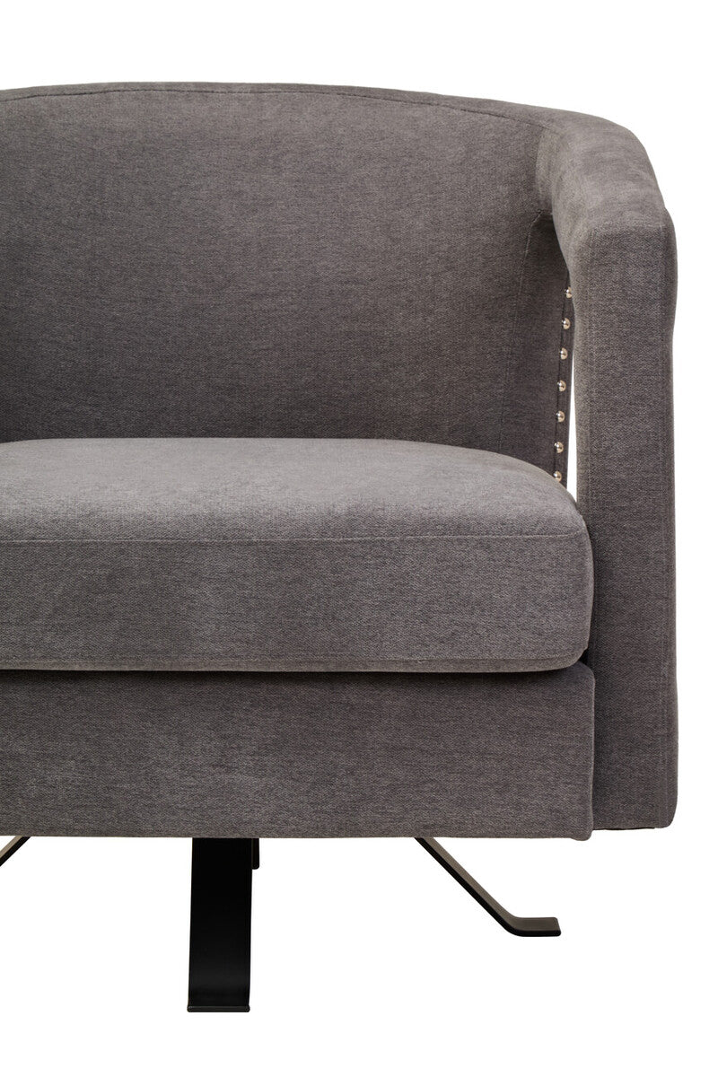 Hestia Ash Velvet Swivel Chair with Matte Black Base