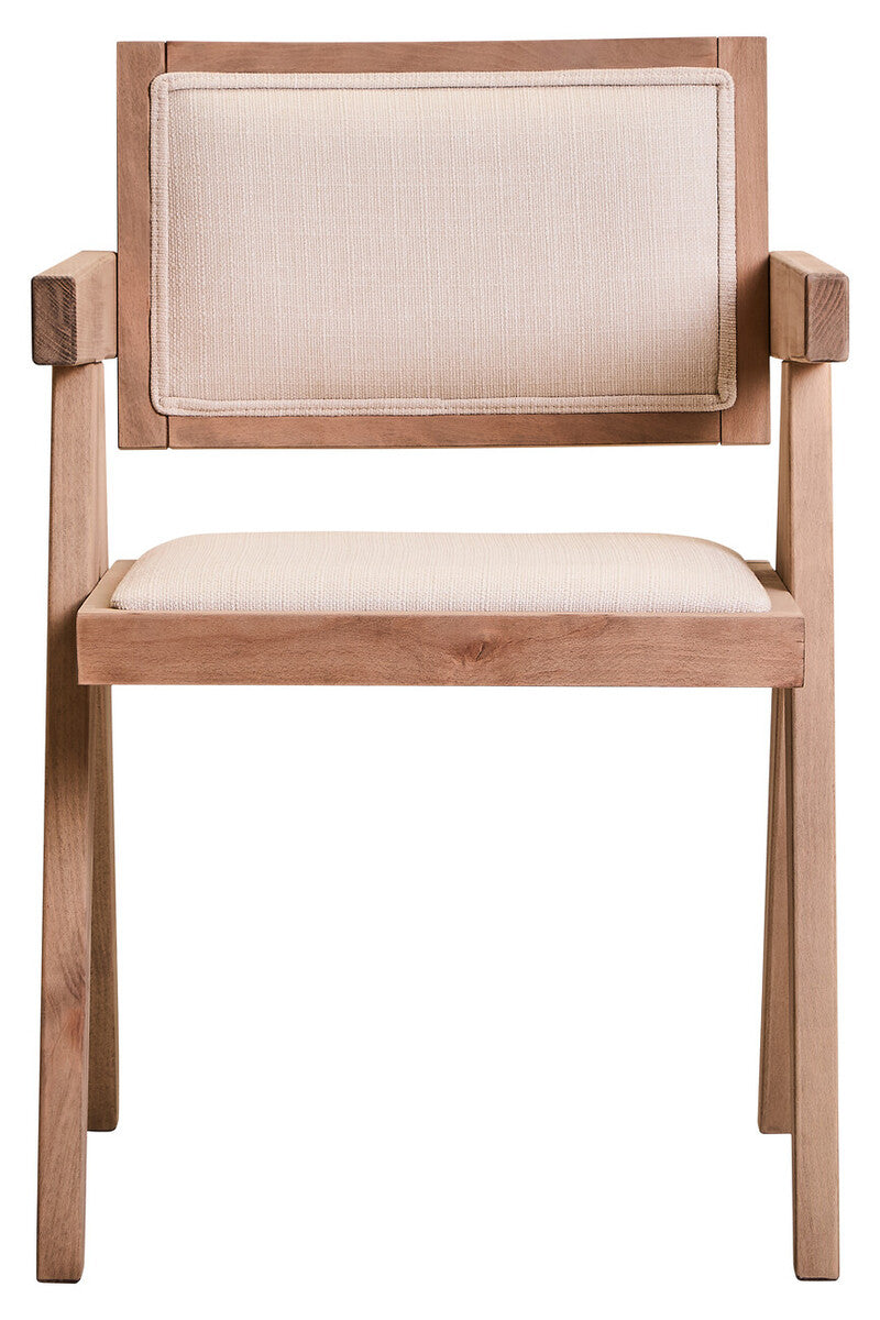Ivory Fabric and Grey Wash Beech Wood Dining Chair Cebu