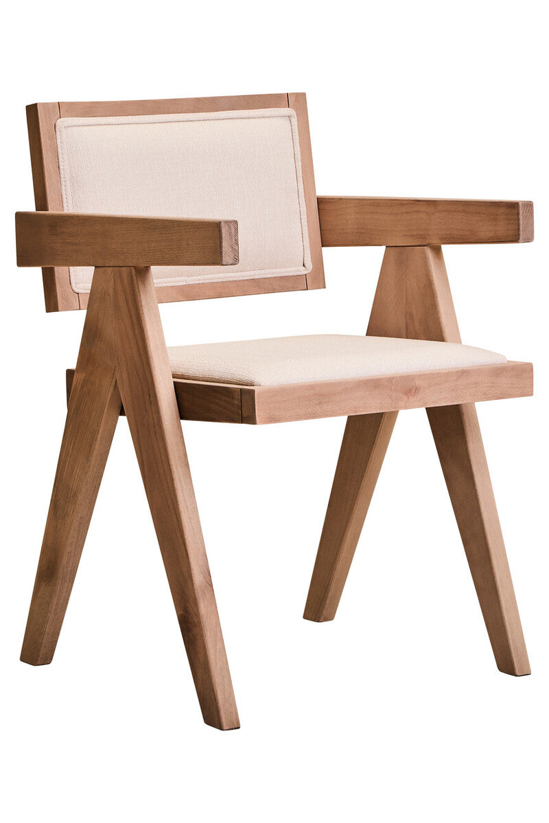 Ivory Fabric and Grey Wash Beech Wood Dining Chair Cebu