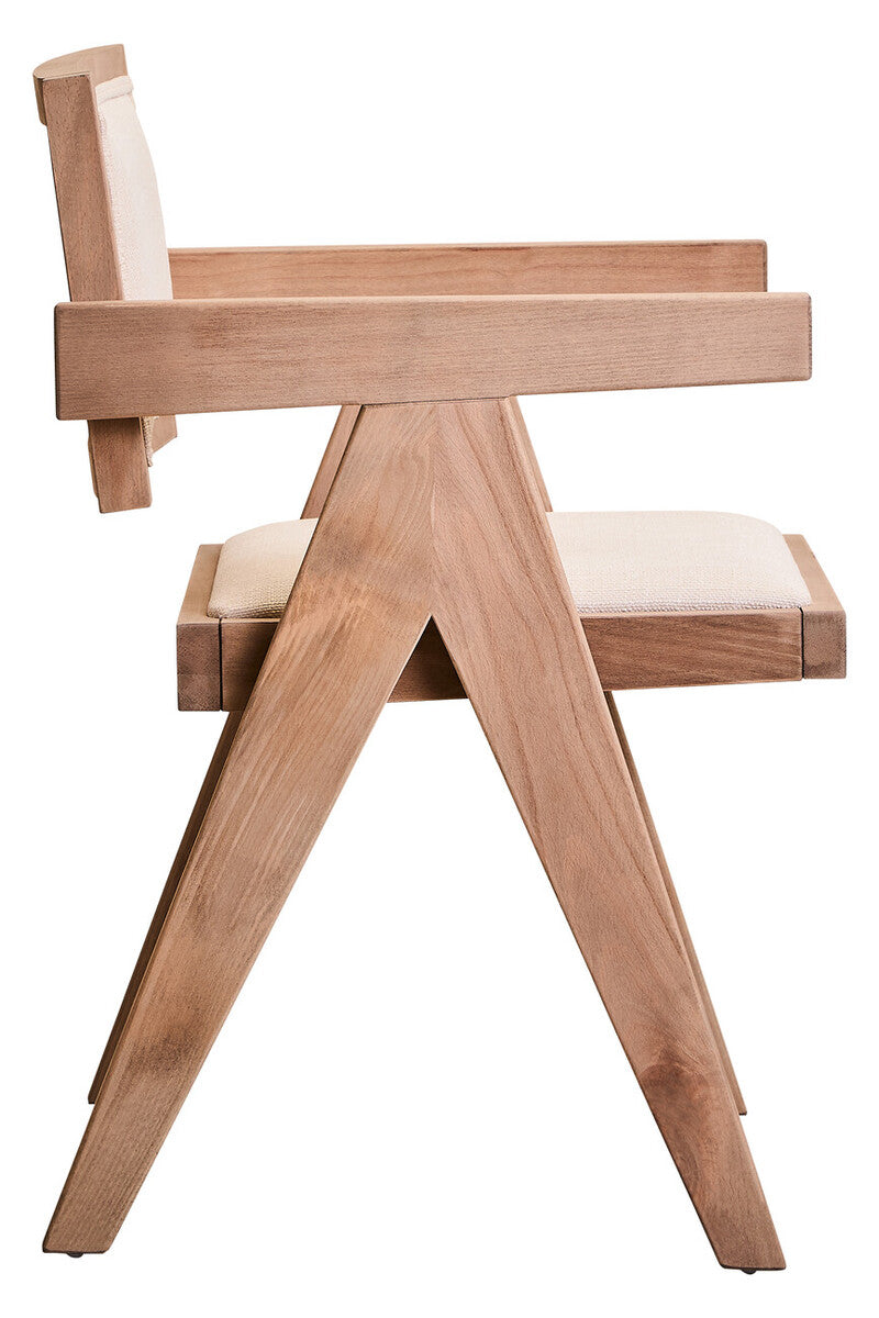 Ivory Fabric and Grey Wash Beech Wood Dining Chair Cebu