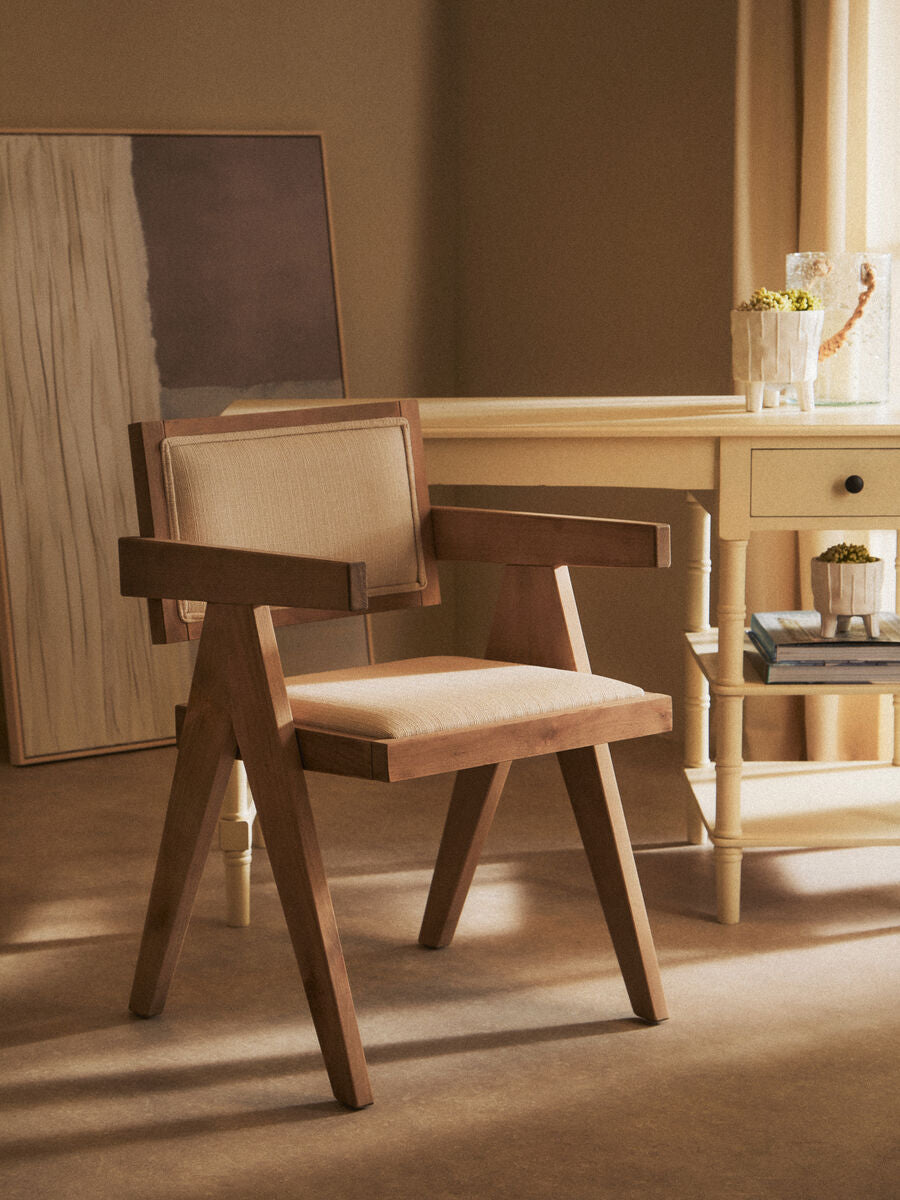 Ivory Fabric and Grey Wash Beech Wood Dining Chair Cebu