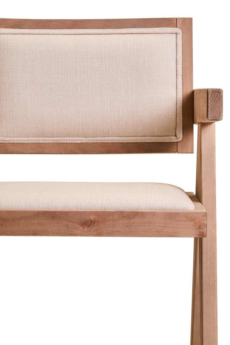 Ivory Fabric and Grey Wash Beech Wood Dining Chair Cebu