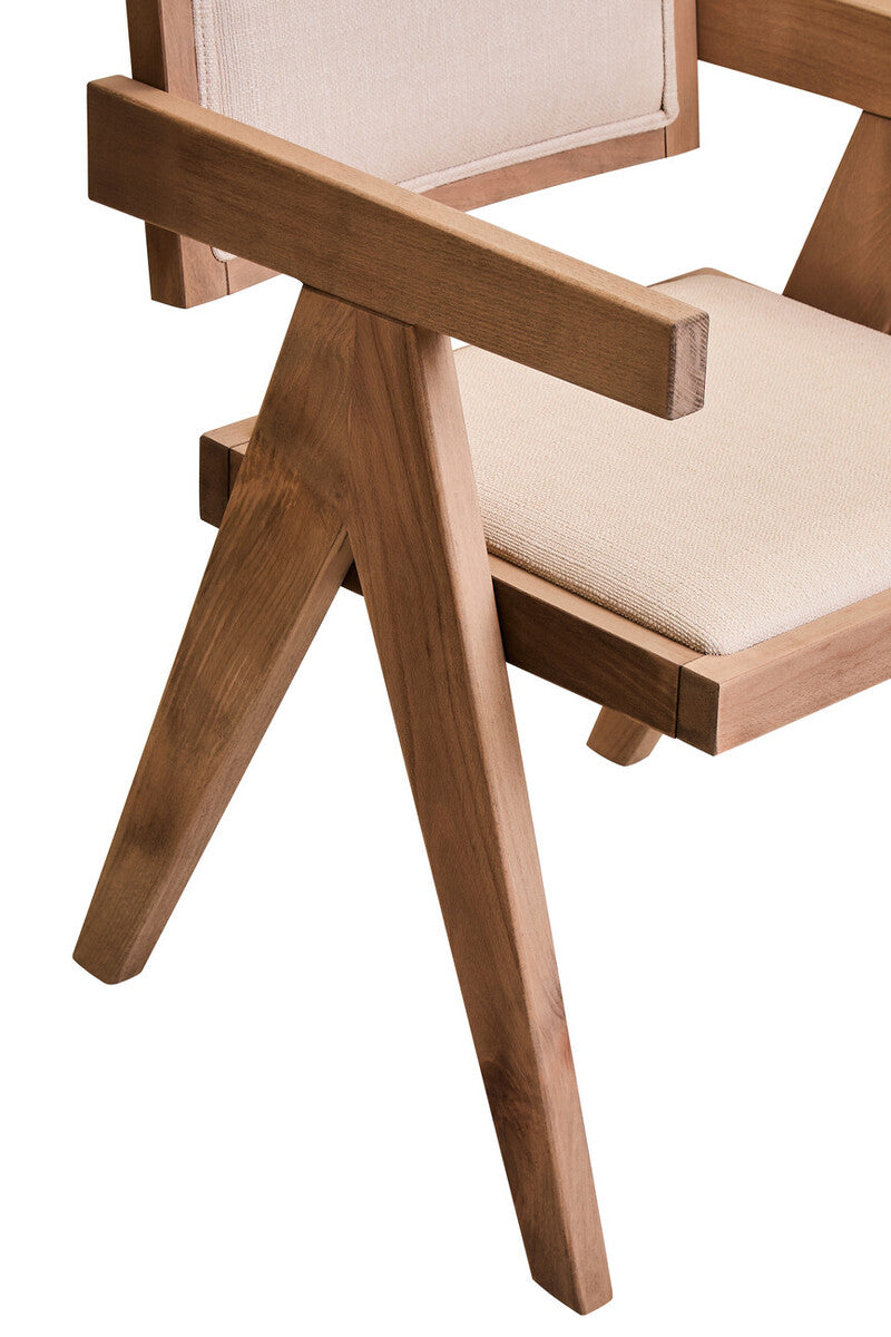 Ivory Fabric and Grey Wash Beech Wood Dining Chair Cebu
