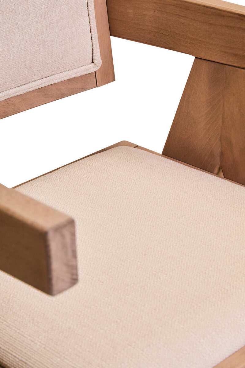 Ivory Fabric and Grey Wash Beech Wood Dining Chair Cebu