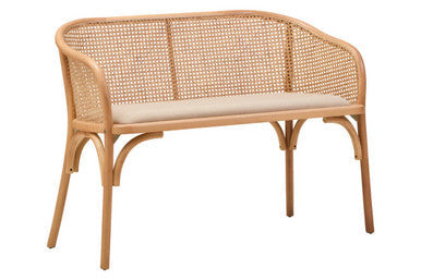 Cebu Natural Cane Bench with Curved Back