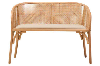 Cebu Natural Cane Bench with Curved Back