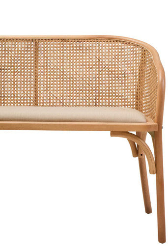 Cebu Natural Cane Bench with Curved Back
