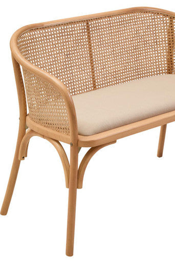 Cebu Natural Cane Bench with Curved Back