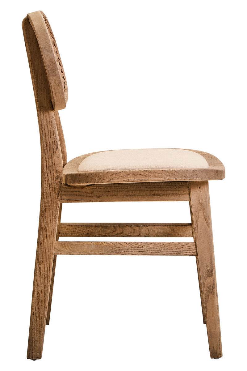 Beige Fabric and Grey Wash Elm Wood Dining Chair | Cebu