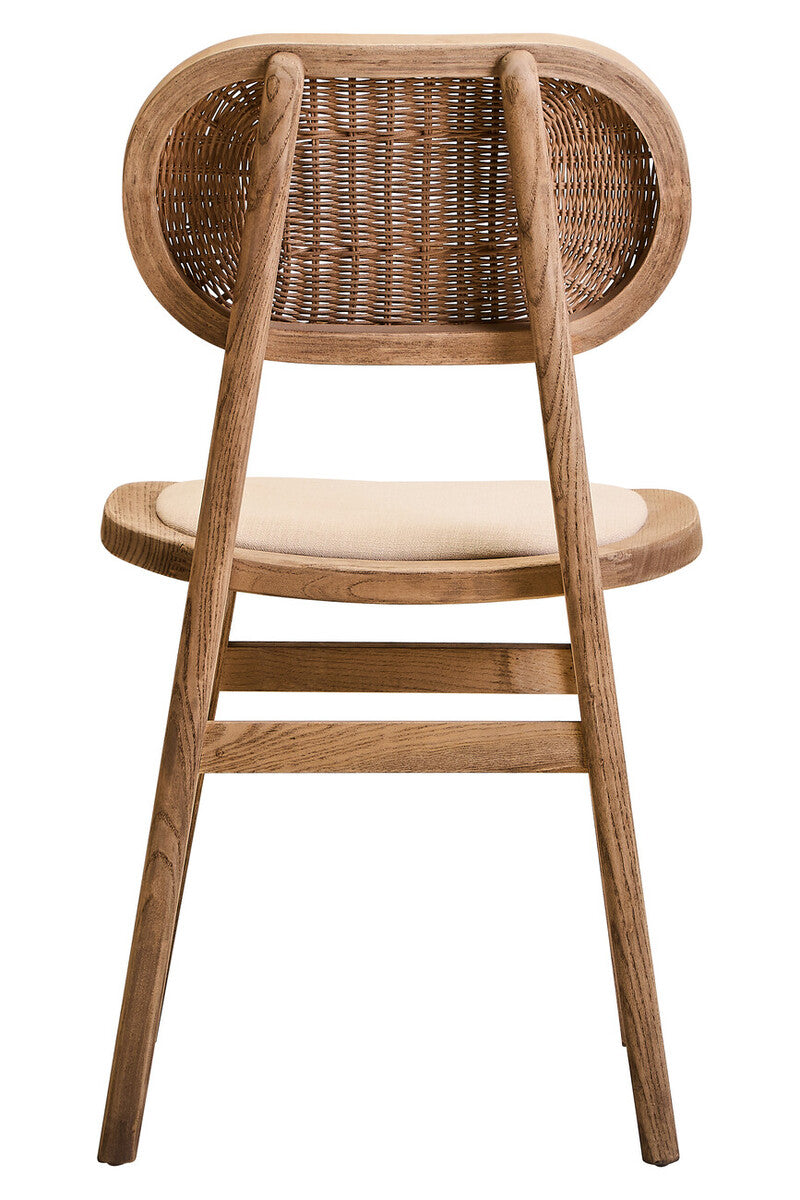 Beige Fabric and Grey Wash Elm Wood Dining Chair | Cebu