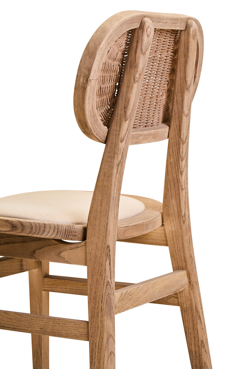 Beige Fabric and Grey Wash Elm Wood Dining Chair | Cebu