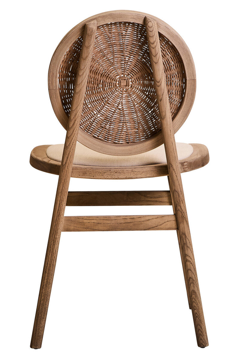 Beige Fabric and White Wash Elm Wood Dining Chair | Cebu