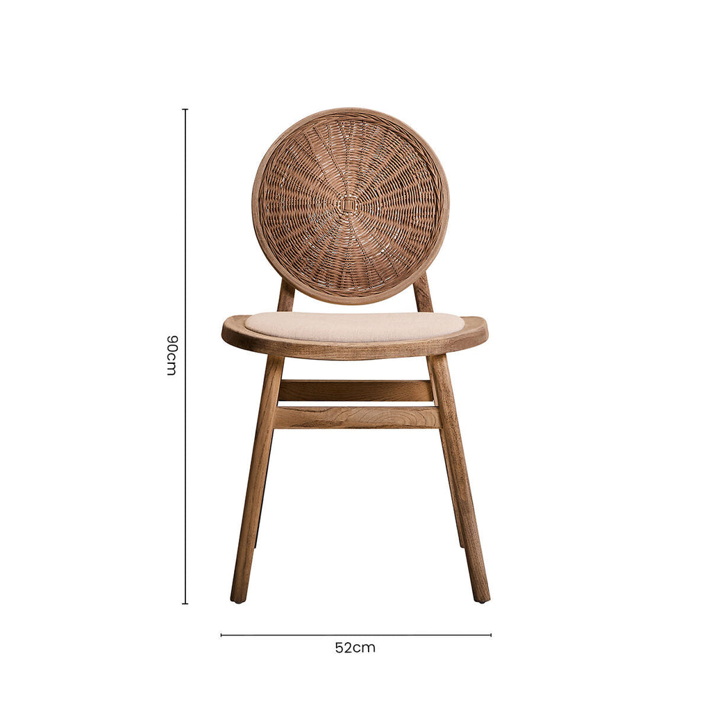 Beige Fabric and White Wash Elm Wood Dining Chair | Cebu