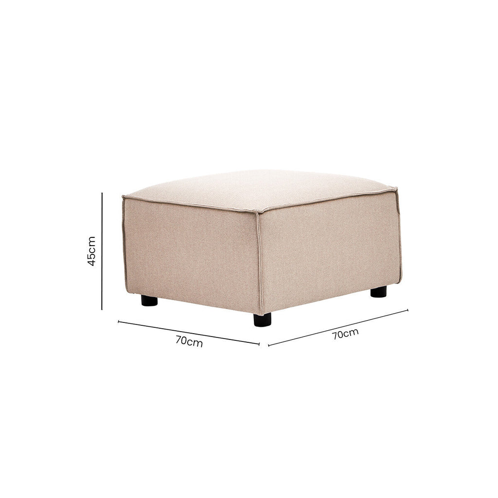 Toulouse Natural Fabric Modular Ottoman with Wood Frame