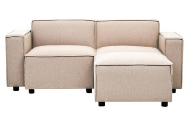 Toulouse Natural Fabric Modular Ottoman with Wood Frame