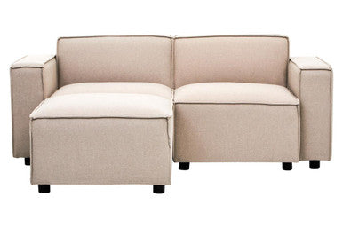 Toulouse Natural Fabric Modular Ottoman with Wood Frame