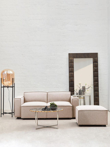 Toulouse Natural Fabric Modular Ottoman with Wood Frame
