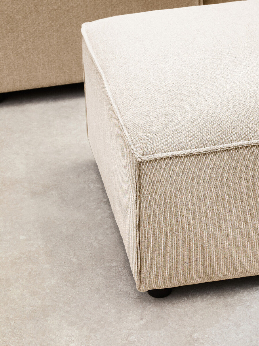 Toulouse Cream Fabric Modular Ottoman with Wood Frame