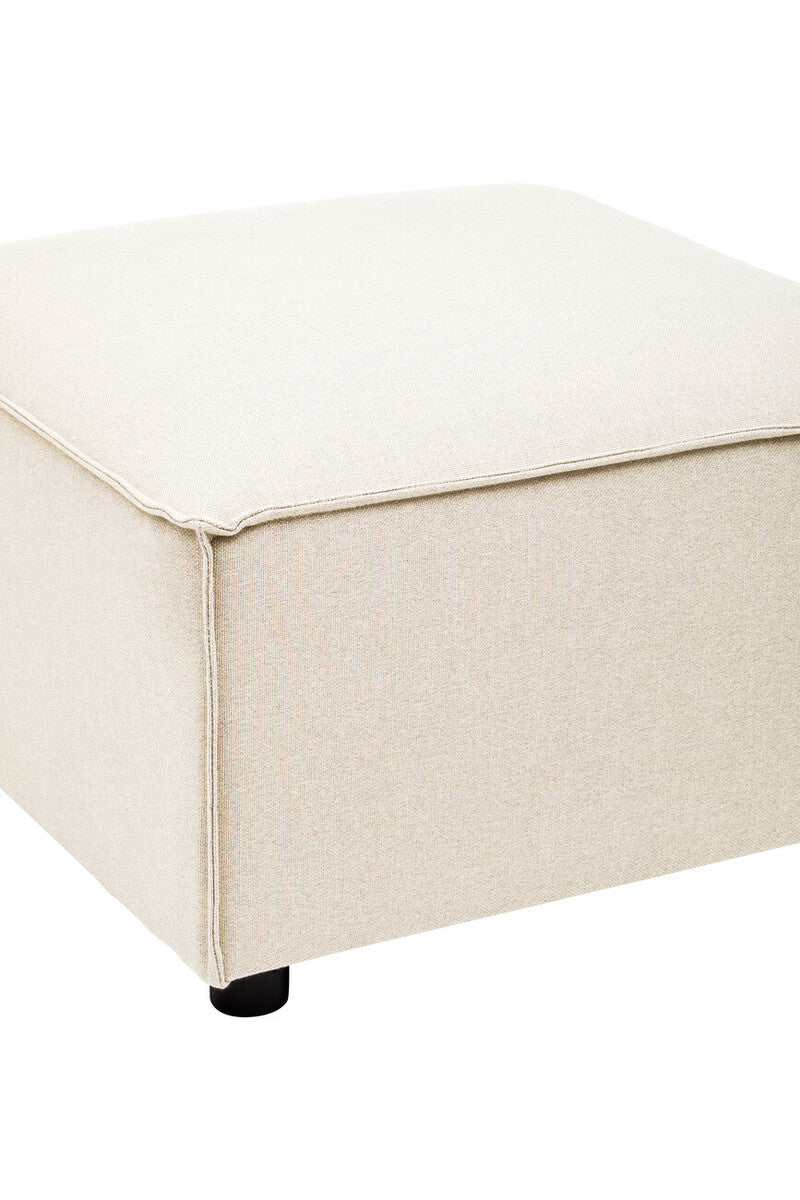 Toulouse Cream Fabric Modular Ottoman with Wood Frame