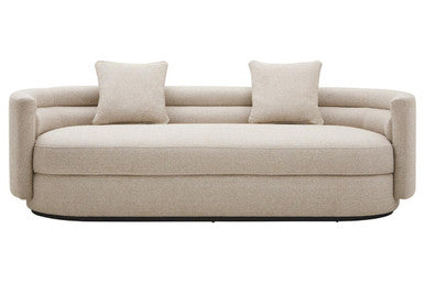3 Seater Ivory Linen Curved Sofa | Oratino