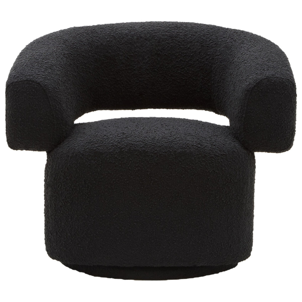 Oliveto Black Boucle Curved Swivel Armchair