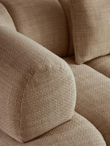 3 Seater Cream Linen Curved Sofa | Ordona