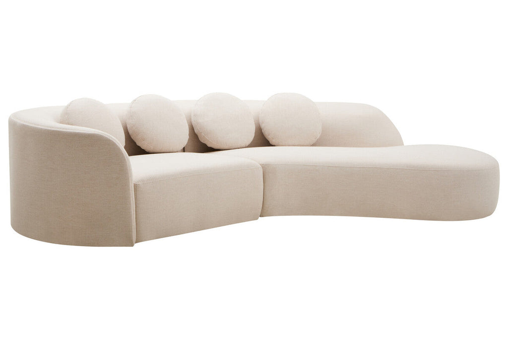 3 Seater Cream Linen Curved Sofa | Ovada
